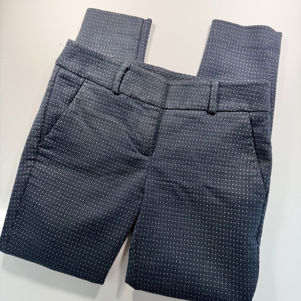 LOFT Marissa Skinny Pant 0 Petite‎ Navy With White Dots Classic Old Money